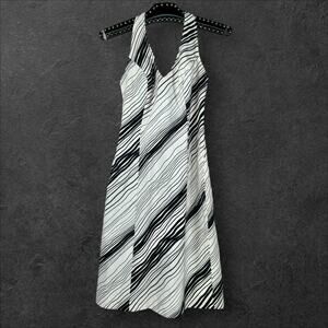 Maria Bianca Nero Stripe Halter Cut Out Dress Small NWOT